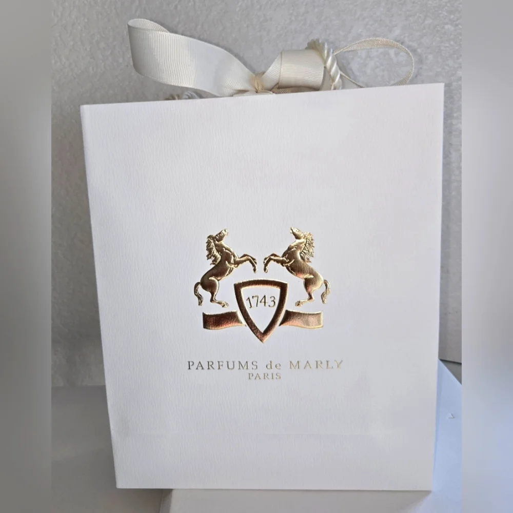 Parfums de Marly White and Gold Gift Bag.